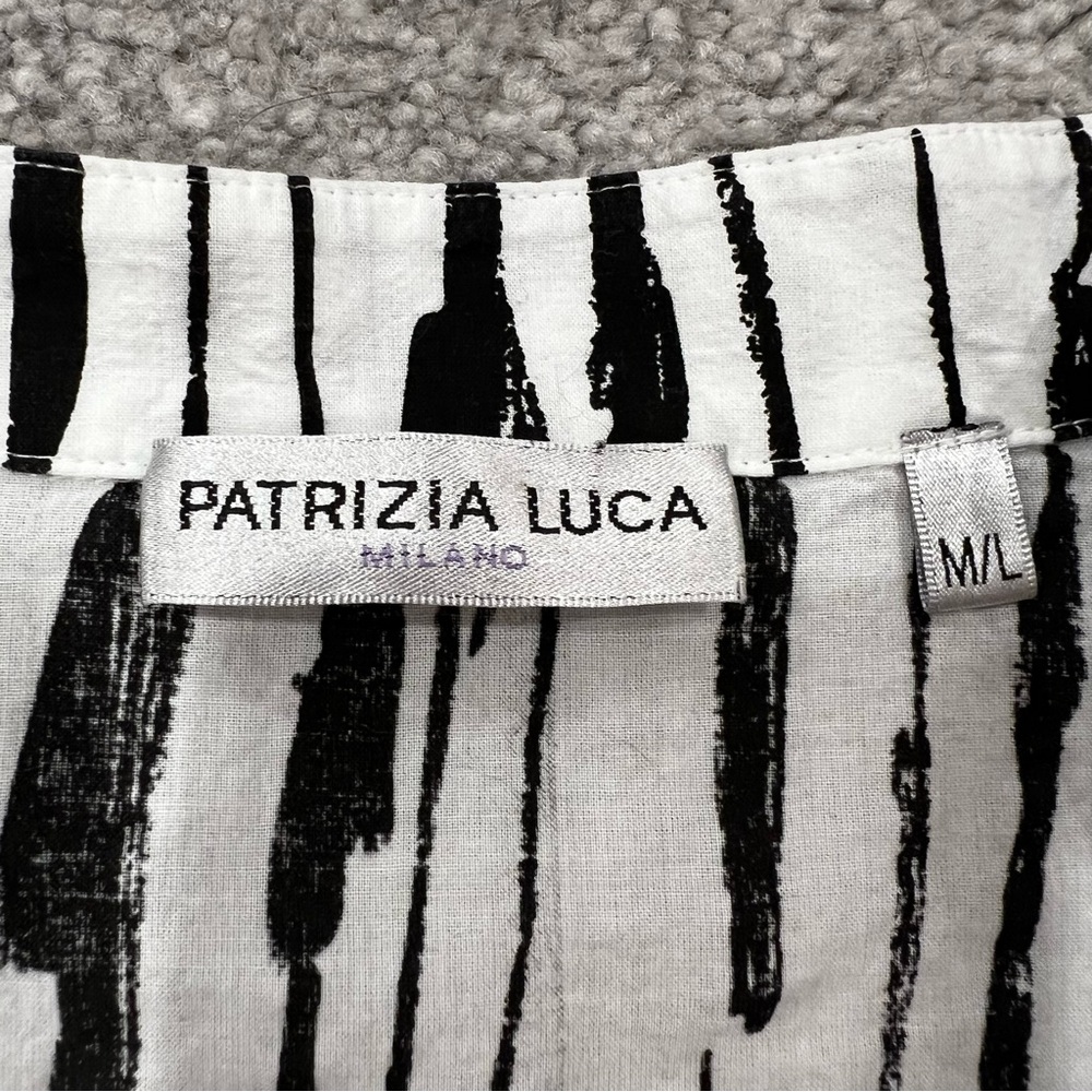 Patrizia Luca Cotton Gathered Front Hi-Lo Top White & Black Women’s Sz M/L NWOT - Picture 5 of 10